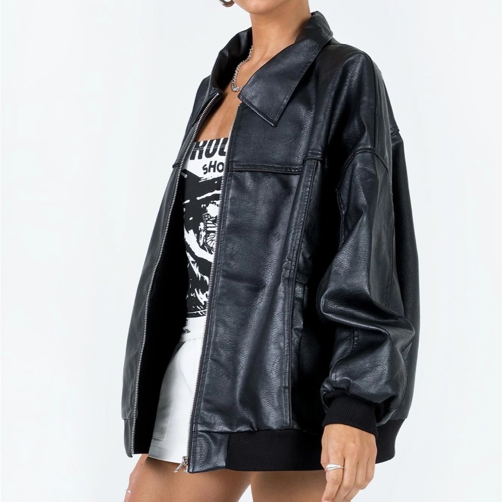 Princess Polly Black Oversized Leather Jacket